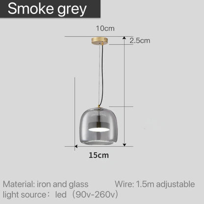 Scandinavische Glazen Hanglamp – Warm Sfeerlicht met Amber, Helder of Grijs Glas – Ø 15, 25 of 35 cm – Moderne Verlichting voor Keuken, Eetkamer en Woonkamer