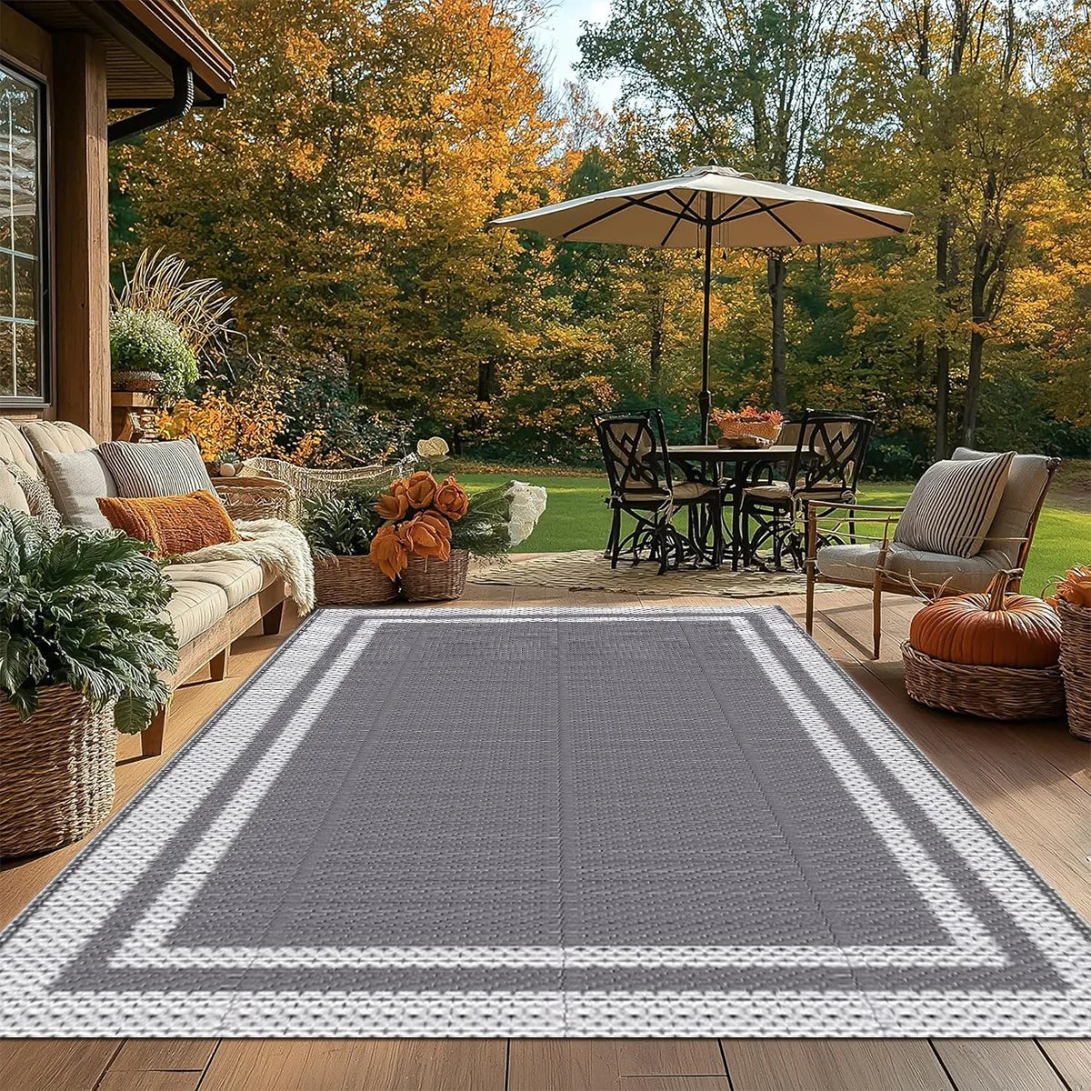 Buitenkleed Grijs Waterproof PP 120x180cm Tuinkleed Opvouwbaar Terras Balkon Camping Picknick Vloermat Buitentapijt