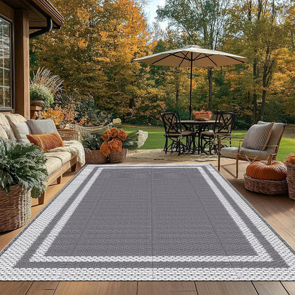 Buitenkleed Grijs Waterproof PP 120x180cm Tuinkleed Opvouwbaar Terras Balkon Camping Picknick Vloermat Buitentapijt