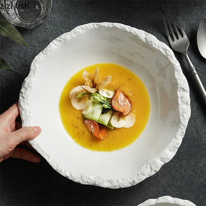 Keramische Serveerkom Rustiek Natuurlijk Design voor Salade en Warme Gerechten