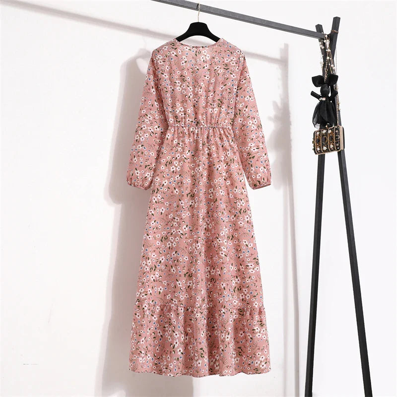 Elegante Zomerjurk Bloemenprint Lange Jurk voor Vrouw