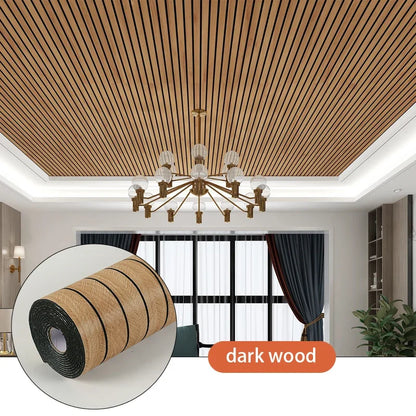 Zelfklevend Wandpaneel 3D Houtlook PVC 40x300cm Woonkamer Slaapkamer Peel and Stick Muursticker Behang Latten Patroon Waterdicht