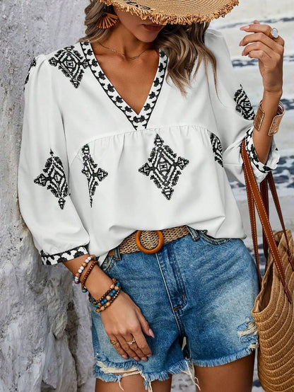 Dames Blouse Retro Print Vrouwelijk Kleding - StudioMarella