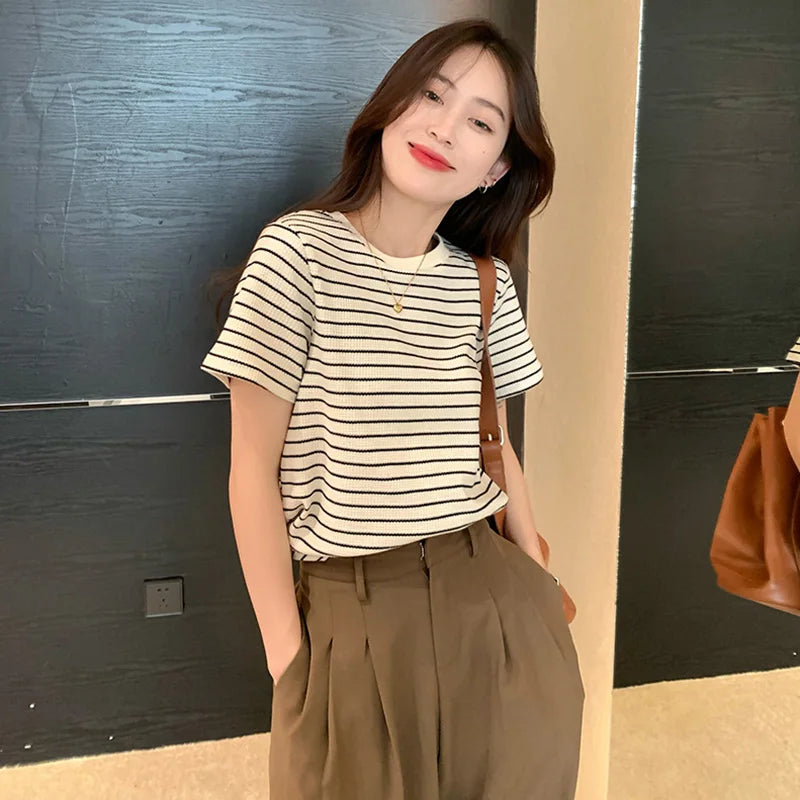 Retro T-Shirt Zomerse Stijl Korte Mouw