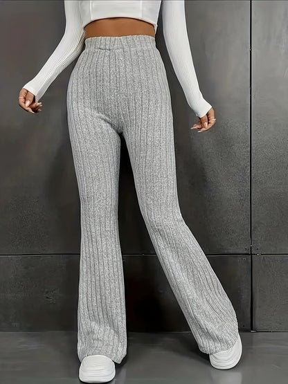 Dames Broek Hoge Taille Slimfit Flairpijp Stretch