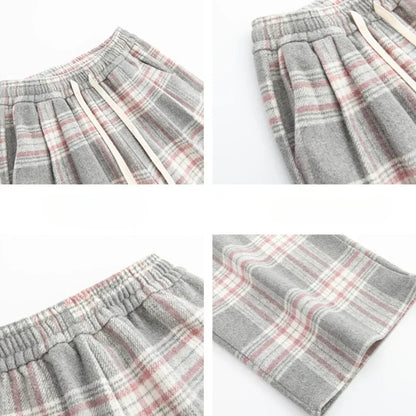 Dames Oversized Geruite Broek Zwart Grootmaat