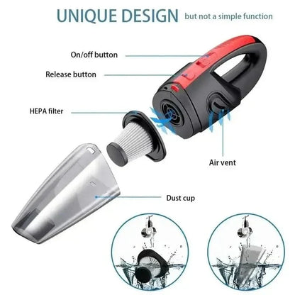 Draadloze Kruimeldief Auto Stofzuiger 120W Zuigkracht Handstofzuiger Met Opzetstukken Voor Nat En Droog Gebruik Compact Oplaadbaar Design