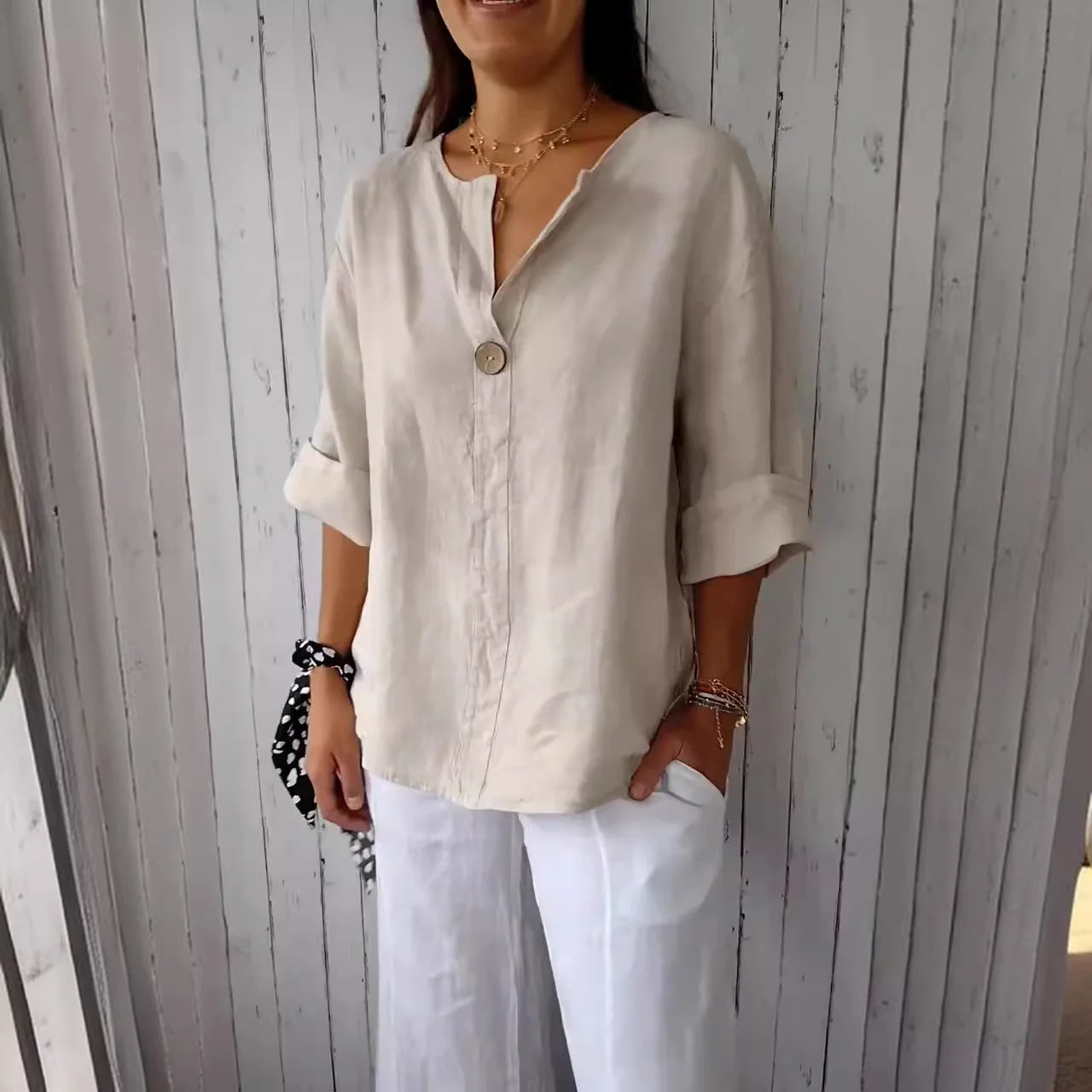 V-Hals Blouse Elegante Knot Detail