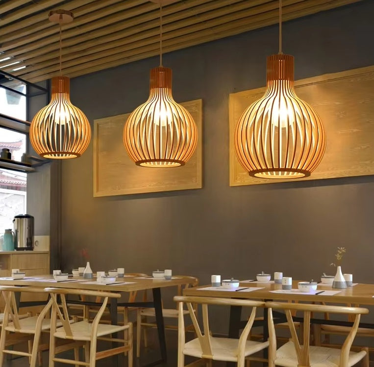 Hanglamp Hout Open Design E27 Natuurlijk Woonkamer Eettafel Houten Lamp Organisch Lichtspel Scandinavisch Interieur