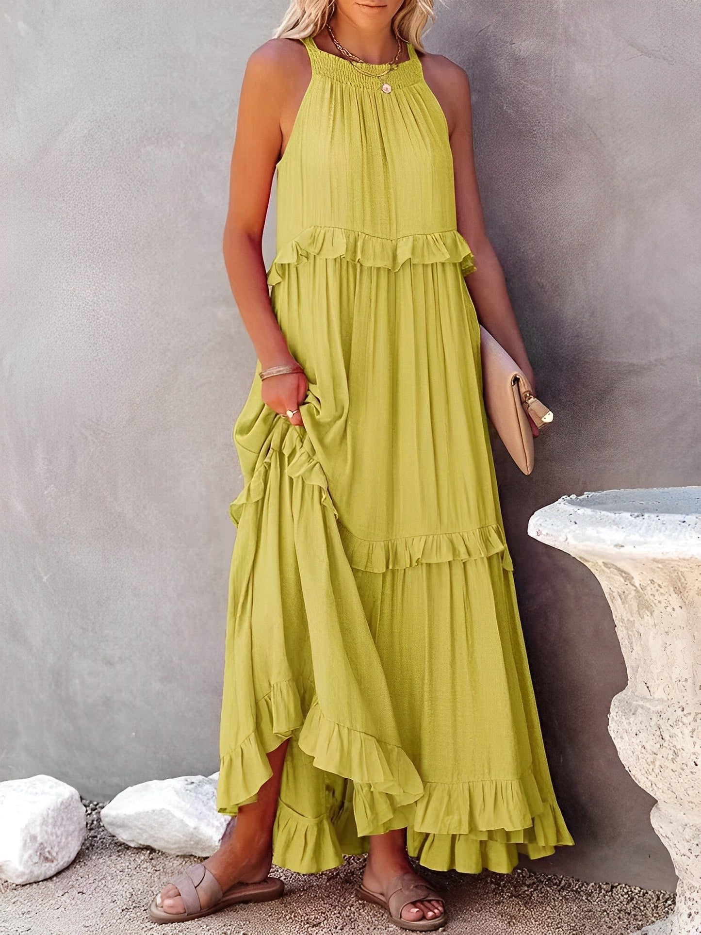 Zomerjurk Korte Mouwen Vrouwen Boho Stijl Jurk