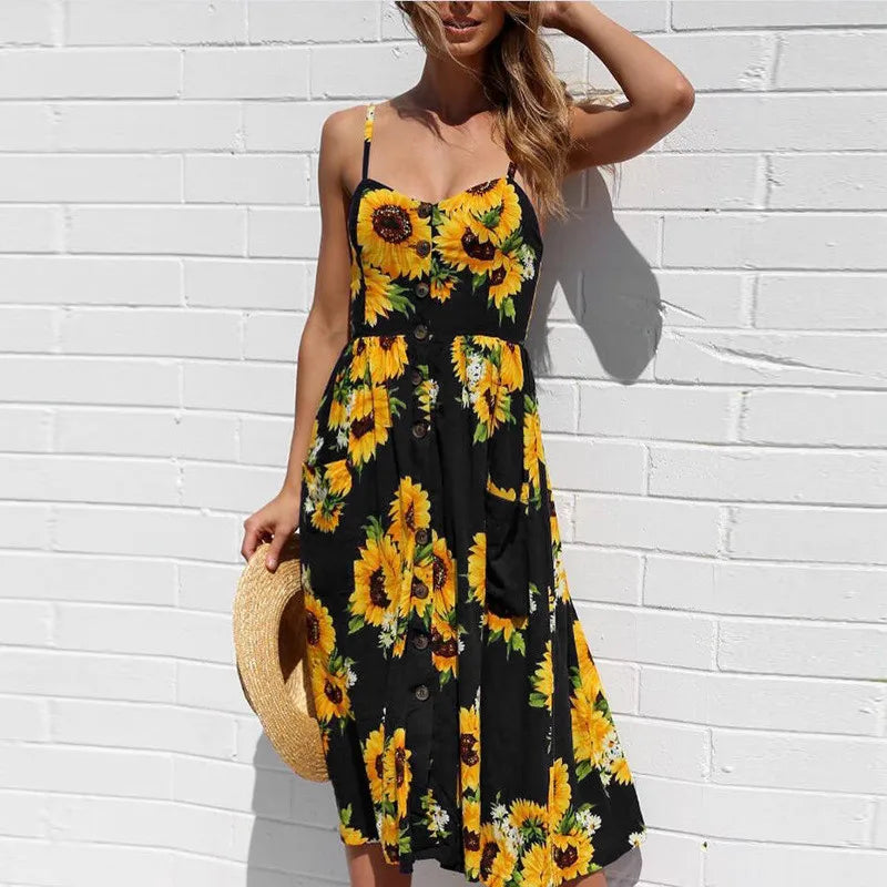 Zomerjurk Midi Strandjurk Vrouwelijk en Elegant
