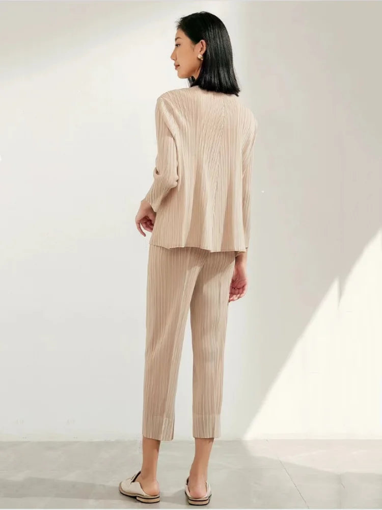 Miyake Set Elegantie Klaar voor Hemd en Broek