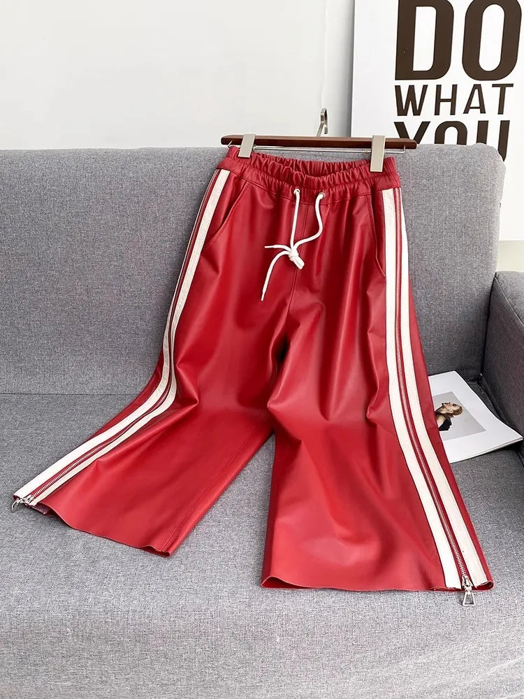 Leren Joggingbroek Echt Leer Zwart Luxe Stijl