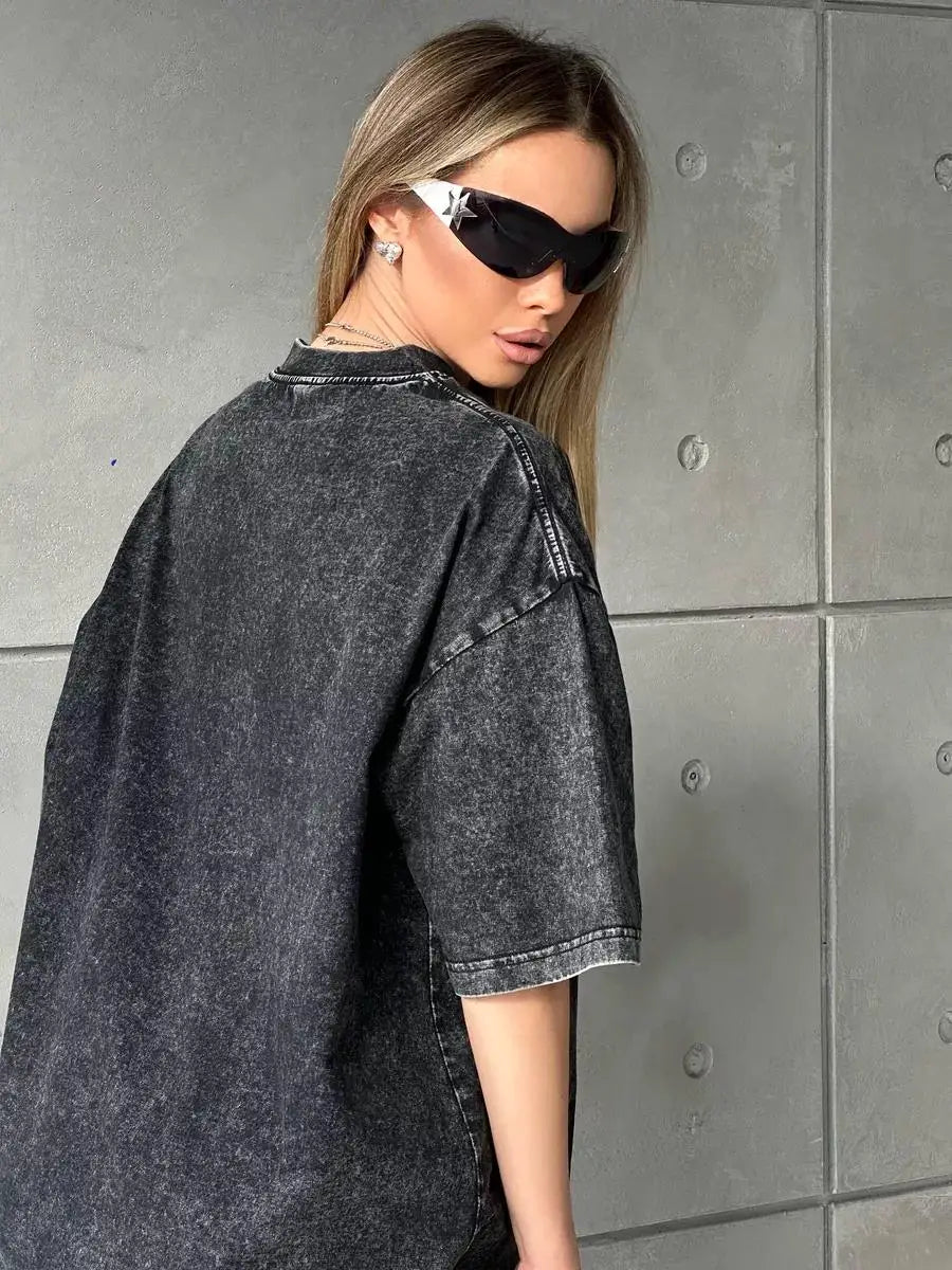 Vrouwen Oversized T-shirt Vintage Look Zomerse Stijl