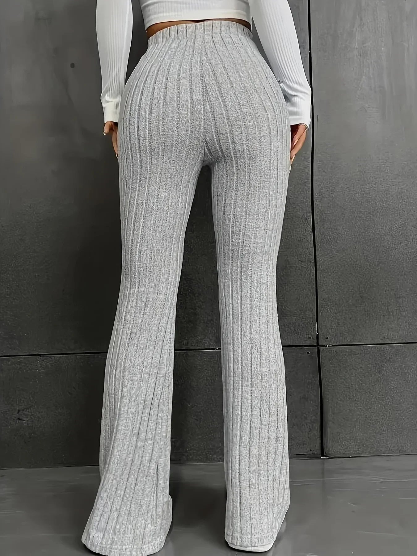 Dames Broek Hoge Taille Slimfit Flairpijp Stretch
