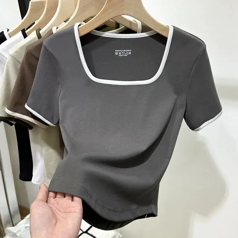 Vrouwelijke Overhemden met Vierkante Kraag → Vrouwen Overhemd met Vierkant Kraag Blouse Stijl - StudioMarella