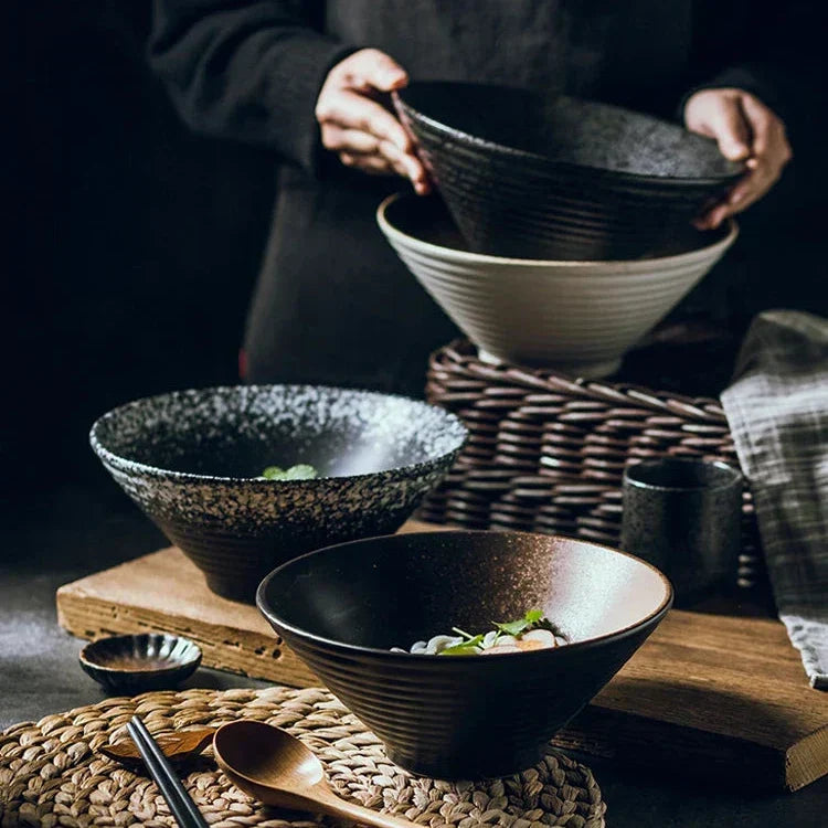 Ramenkom keramiek 18 cm Japans design soepkom noedelkom rijstkom servies keuken handgemaakt