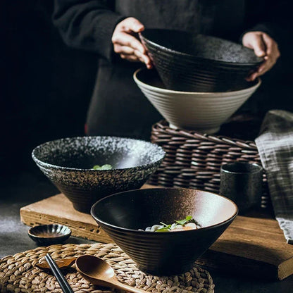 Ramenkom keramiek 18 cm Japans design soepkom noedelkom rijstkom servies keuken handgemaakt