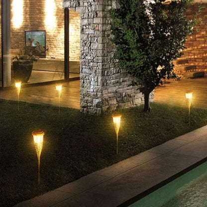 Solar Tuinfakkels met Vlameffect - Flakkerend Licht - Automatische Schemersensor - Weersbestendig voor Tuin Terras Pad - 5 Stuks Set