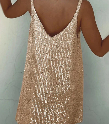 Elegante Avondjurk Glitter Champagne voor Vrouw