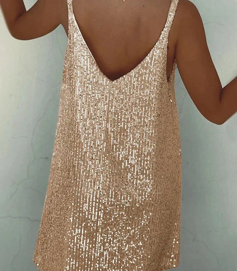 Helena | Abito Cerimonia Donna Glitter Champagne Elegante 3