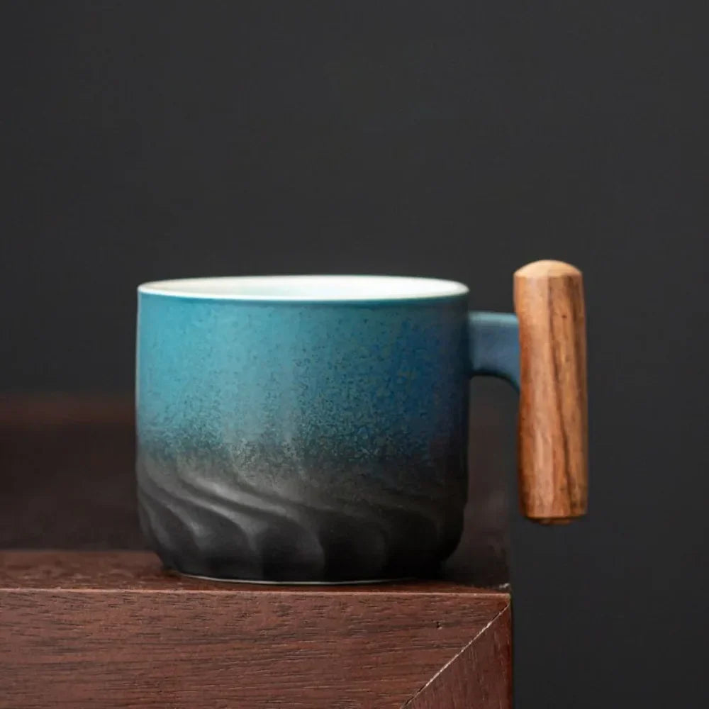 Keramische Koffiemok met Handvat 520ml – Klassiek Design Koffiebeker voor Thee Cappuccino Latte – Handgeschilderde Keramiek – Retro Stijl Theemok Dagelijks Gebruik