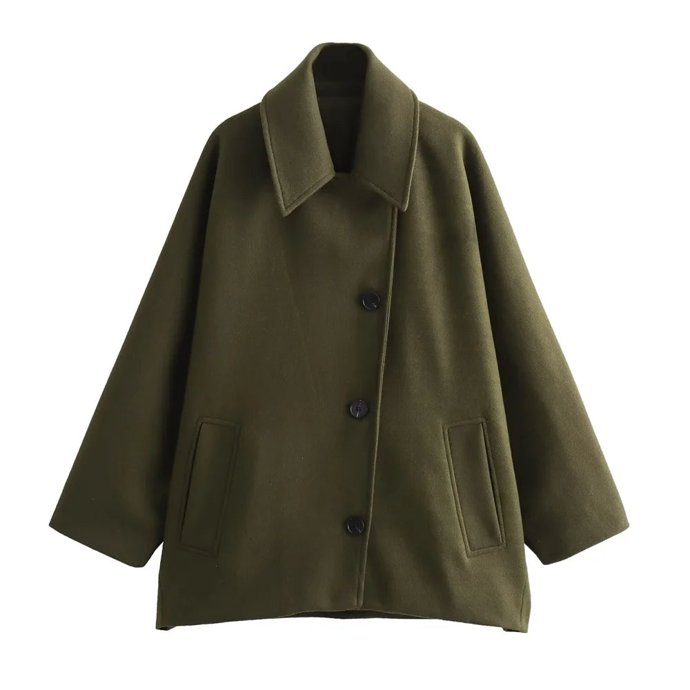 Dames Wintervest Oversized Warm Trenchcoat Stijl