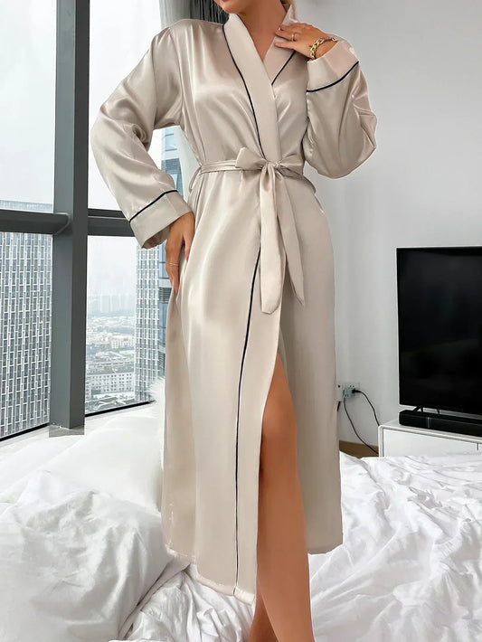 Dames Kimono Badjas Satijn met Ceintuur Elegante Pasvorm - StudioMarella