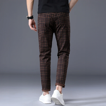 Herensluipte Broek Geruit Comfortabel Casual Model