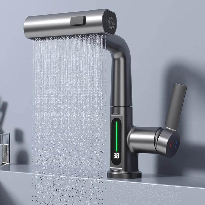 Flexibele Keukenkraan met LED Temperatuurindicator Chroom Zwart Wit 360° Draaibaar Uittrekbaar 60cm voor Keuken en Badkamer