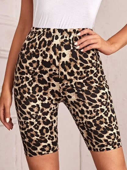 Dames Fietsbroek Luipaardprint Wielershort Sportief