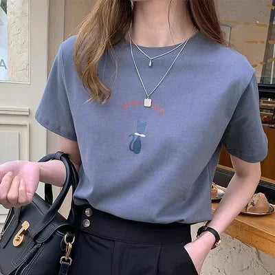 Vrouwelijk Zomer T-shirt Korte Mouw Pastelkleur - StudioMarella