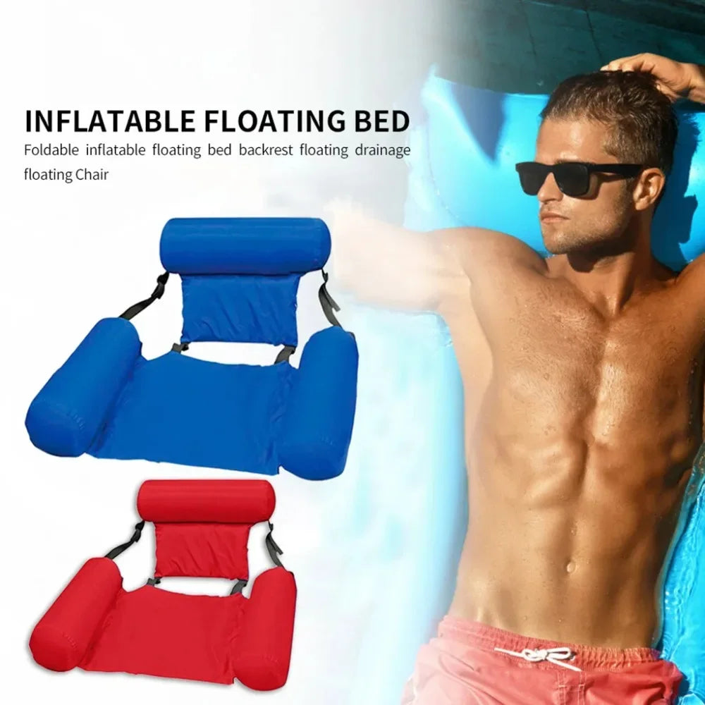 Opblaasbare Waterstoel met Rugleuning – Drijvende Zwembadstoel Mesh Design 100x120 cm Zwembadfauteuil