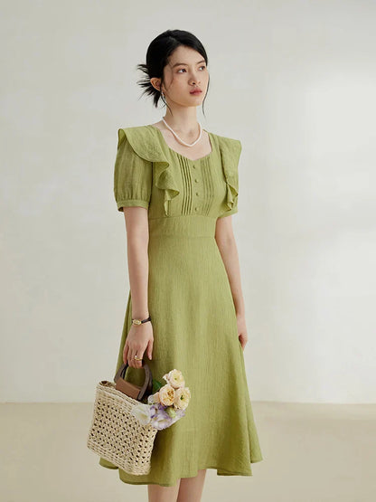 Elegante Ruffle Jurk Vrouwelijk Lange Mouw
