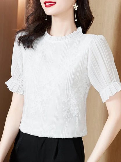 Vrouwelijke Chiffon Blouse Elegant Lente Zomer