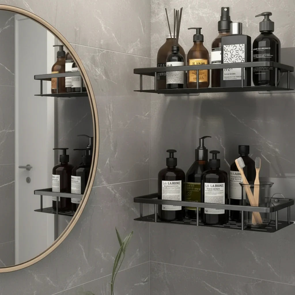 Badkamerplank Zelfklevend Boren ABS RVS Hoekplank Douche Scandinavisch Modern