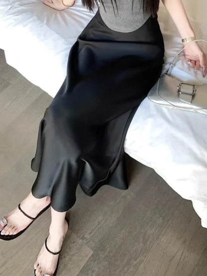 Midi Rok Satijn Zacht en Elegант