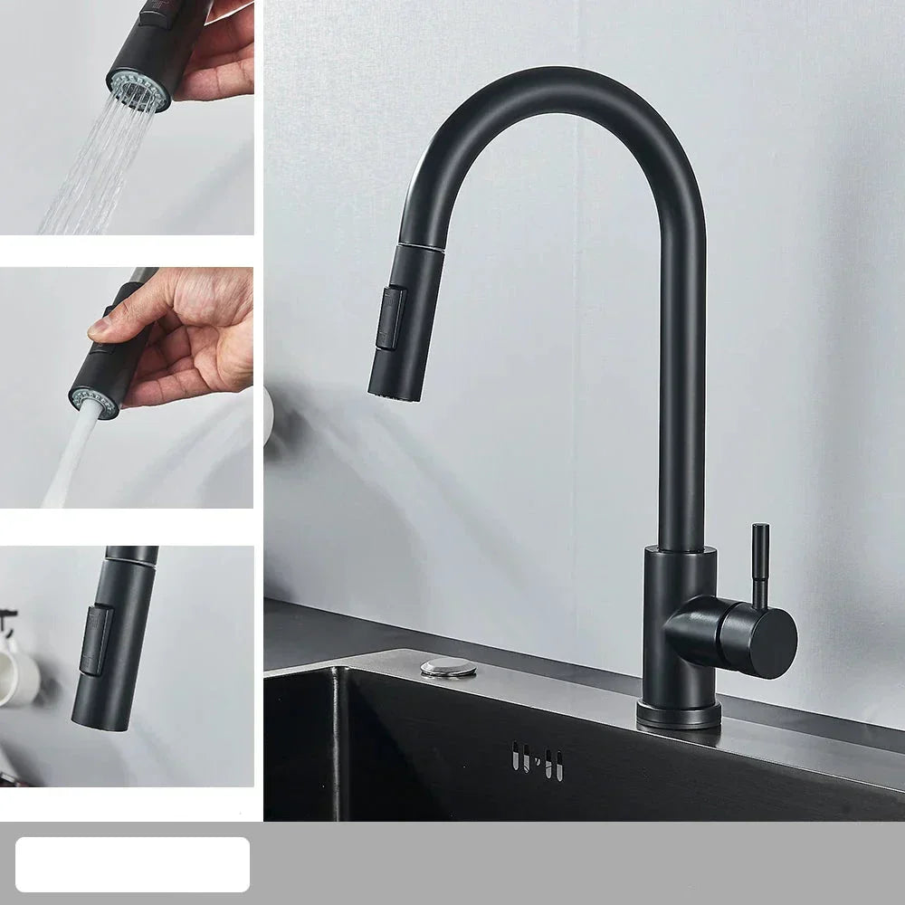 Flexibele Keukenkraan met Uittrekbare Sproeikop – Geborsteld Staal Design