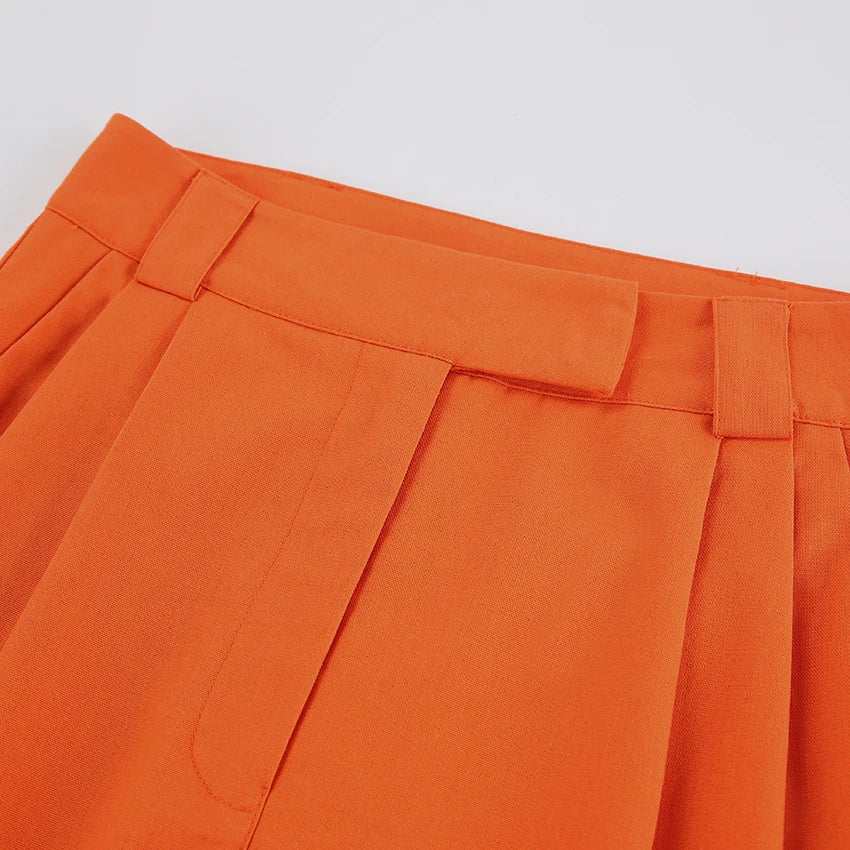 Damesbroek Linnen Oranje Zomerbroek Comfortabele Stijl