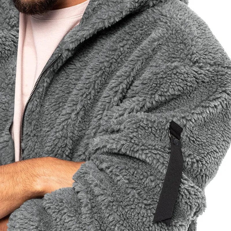 Heren Fleece Jas Warm Gevoerd met Capuchon Zacht