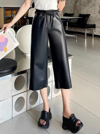 Leren Joggingbroek Echt Leer Zwart Luxe Stijl