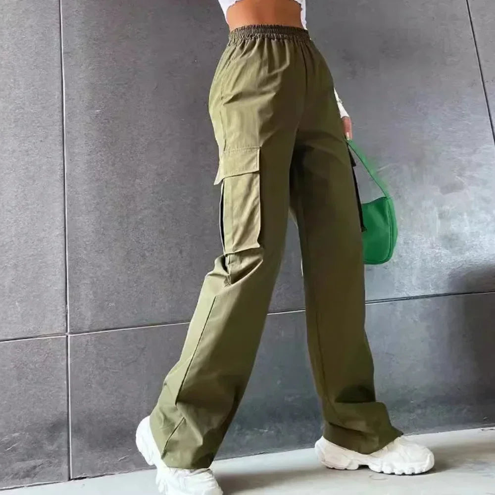 Dames Oversized Cargo Broek Legergroen Stijlvol - StudioMarella