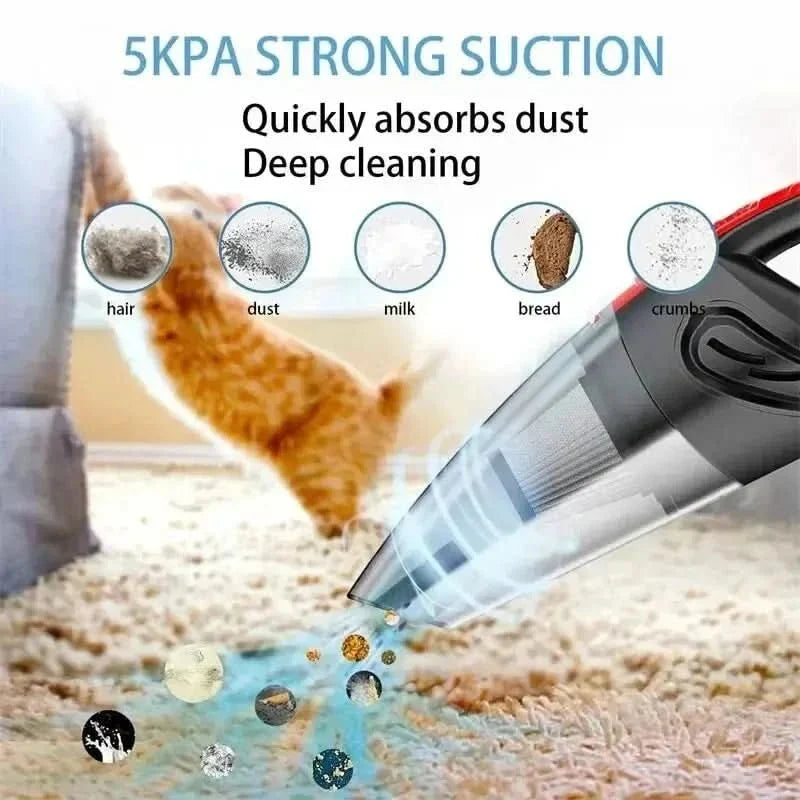 Draadloze Kruimeldief Auto Stofzuiger 120W Zuigkracht Handstofzuiger Met Opzetstukken Voor Nat En Droog Gebruik Compact Oplaadbaar Design