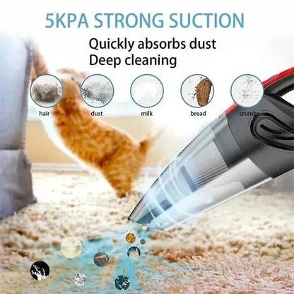 Draadloze Kruimeldief Auto Stofzuiger 120W Zuigkracht Handstofzuiger Met Opzetstukken Voor Nat En Droog Gebruik Compact Oplaadbaar Design