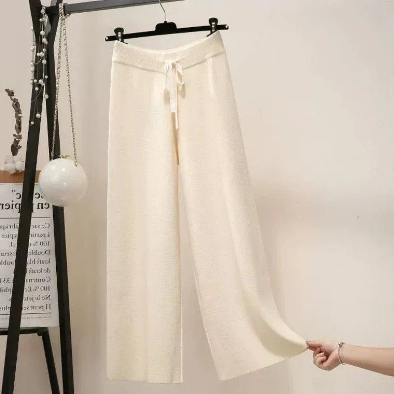 Dames Oversized Broek Zwart Gebreid Comfortabel