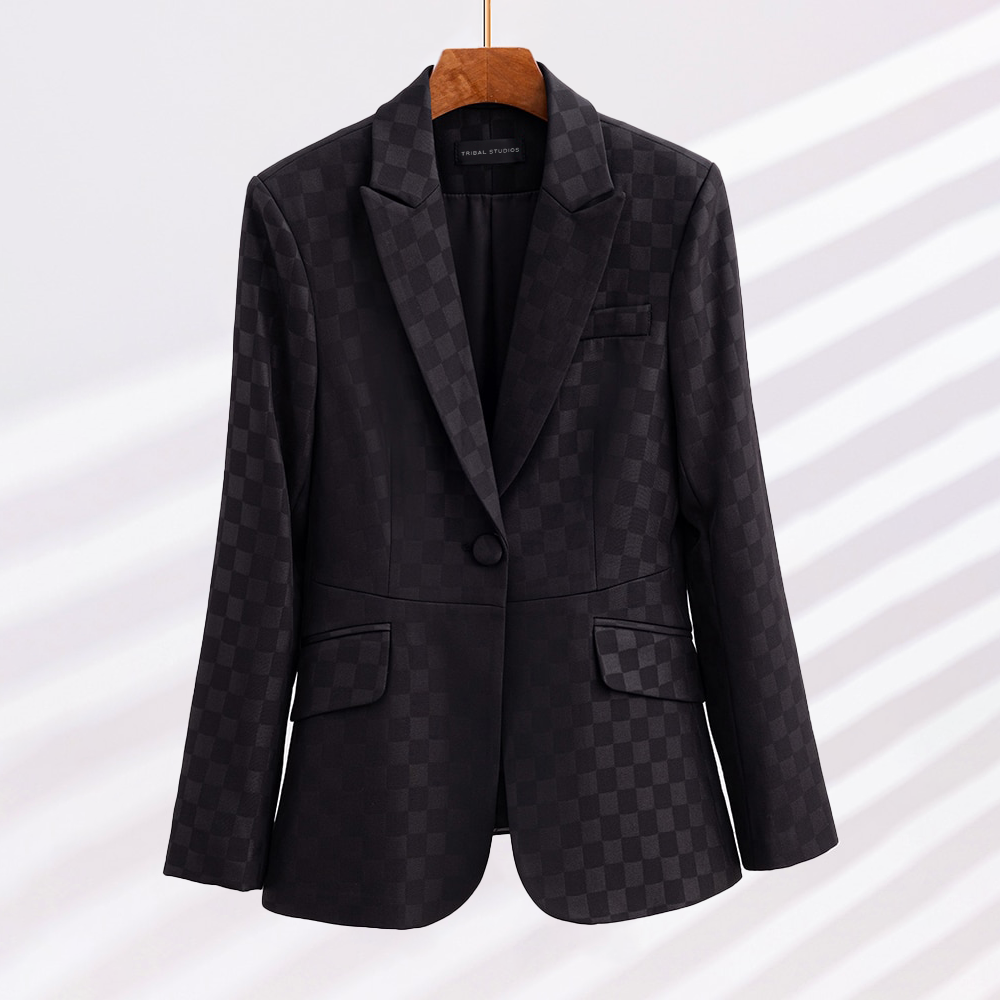 Dames Blazer Geruit Klassieke Stijl Elegance