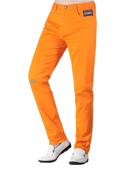 Mannen Broek Oranje Casual Stretch