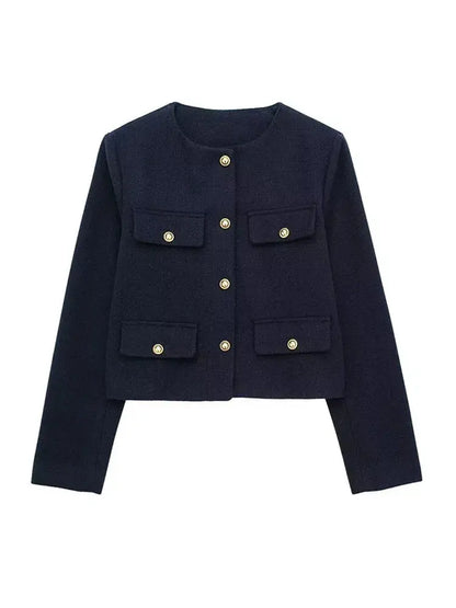 Dames Blazer Tweed Jas Klassiek Design