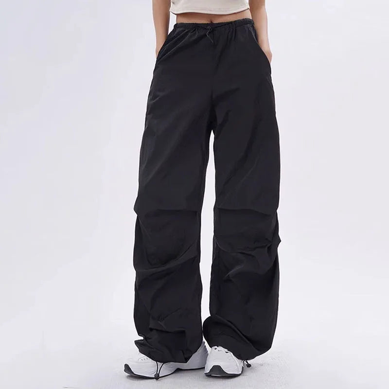 Dames Oversized Broek Zwart Parachute Stijl