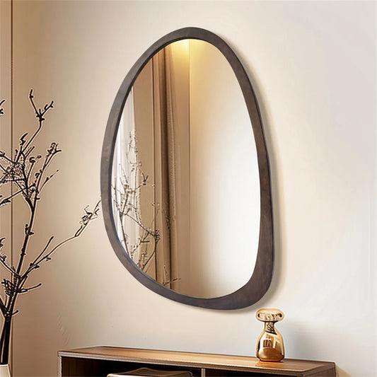 Sansoti | Japandi Organische Houten Wandspiegel | Decoratieve Spiegel voor Woonkamer, Slaapkamer & Hal